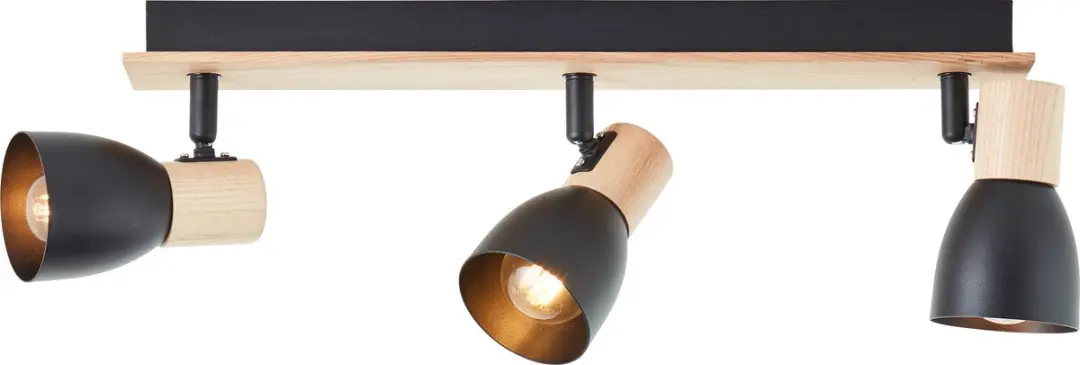 Brilliant Spot Daintree 3 Lampen - 3x D45 E14 28W - Hout/Zwart - afbeelding 6 van 6