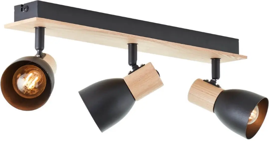 Brilliant Spot Daintree 3 Lampen - 3x D45 E14 28W - Hout/Zwart