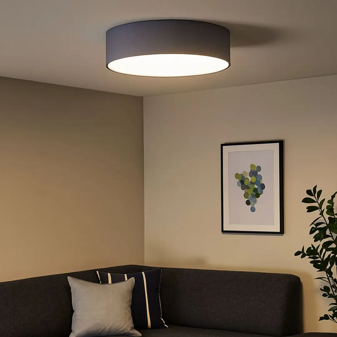 Globo Plafondlamp Antraciet Wit Rond 3x E27 40x10cm