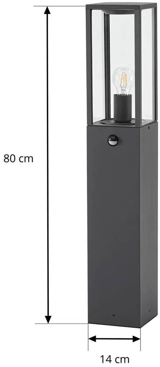 Lindby Padverlichting Zuillamp Aluminium Glas 15W E27 Antraciet
