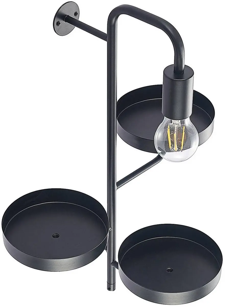 Lindby Wandlamp Staal 1 Licht E27 - 60W - Zwart mat