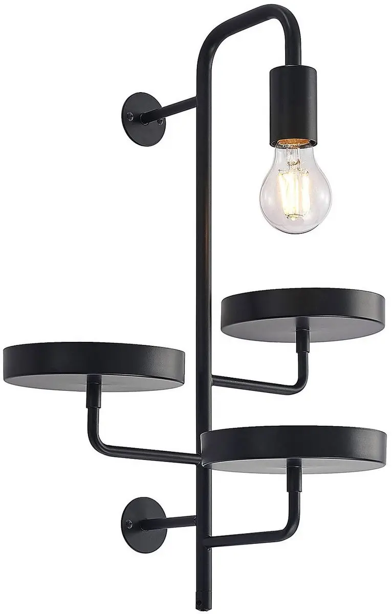 Lindby Wandlamp Staal 1 Licht E27 - 60W - Zwart mat