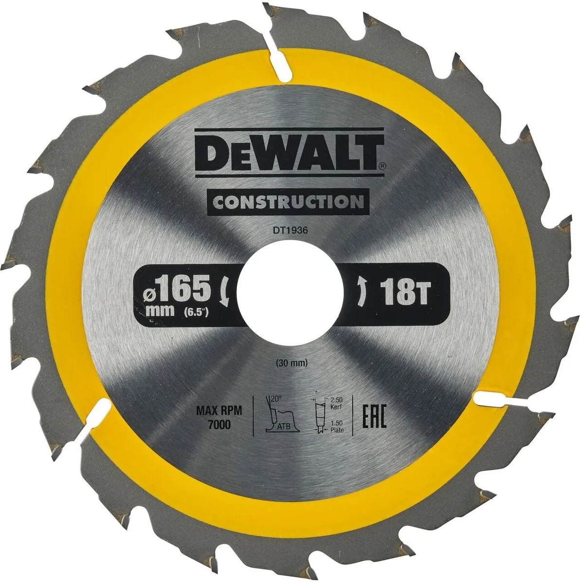 DeWalt Cirkelzaagblad Construction DT1936-QZ - Ø165mm 18T