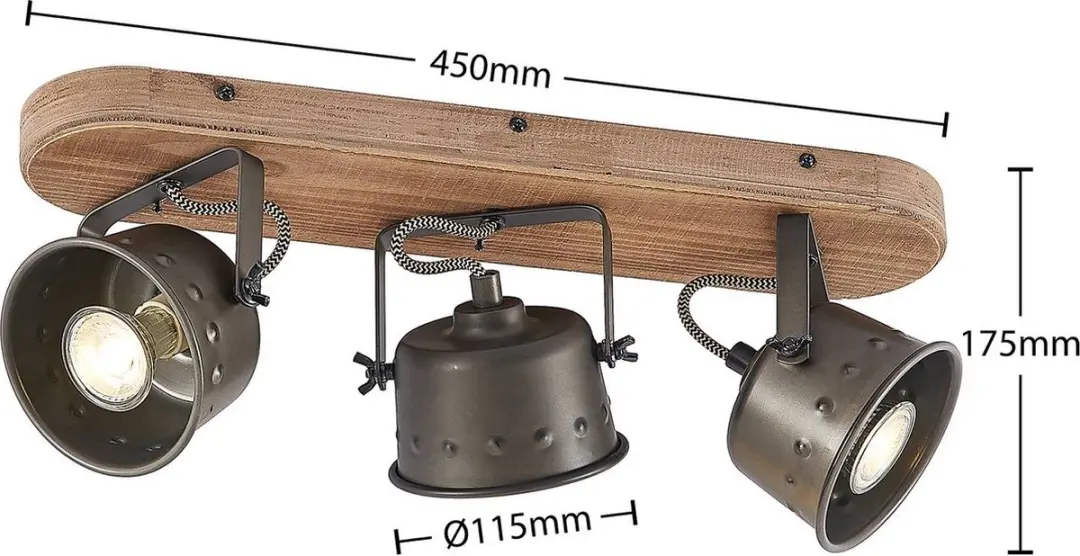 Lindby Halogeen Plafondspot 3x35W GU10 - Bruin/Zwart