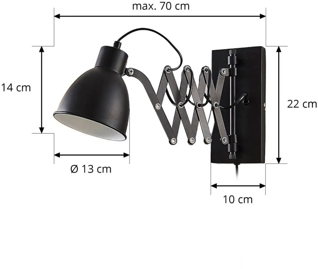 Lindby Wandlamp Metaal E14 40W - Zwart