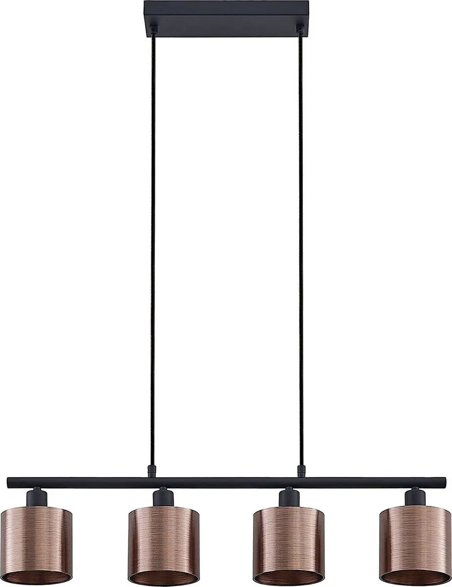 Lindby Hanglamp 4-Lichts E14 - Donker Brons/Mat Zwart