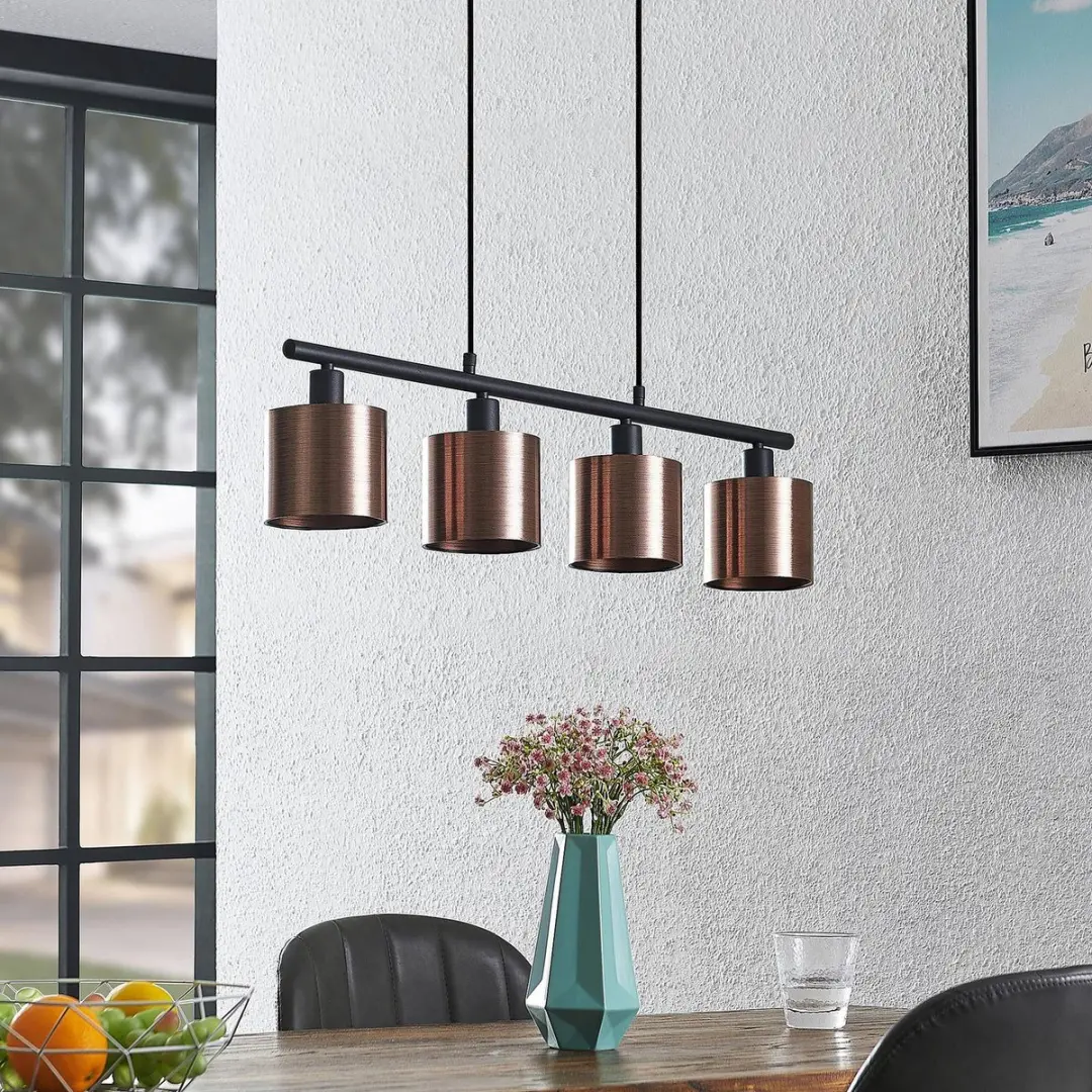 Lindby Hanglamp 4-Lichts E14 - Donker Brons/Mat Zwart