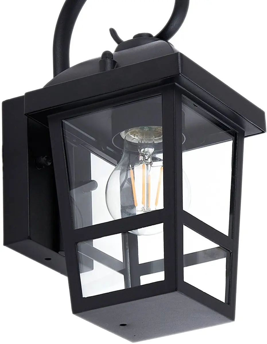 Lindby Wandlamp Buiten 1 Licht E27 - Zwart/Transparant