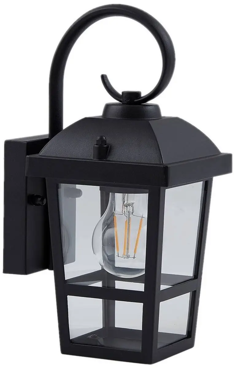 Lindby Wandlamp Buiten 1 Licht E27 - Zwart/Transparant