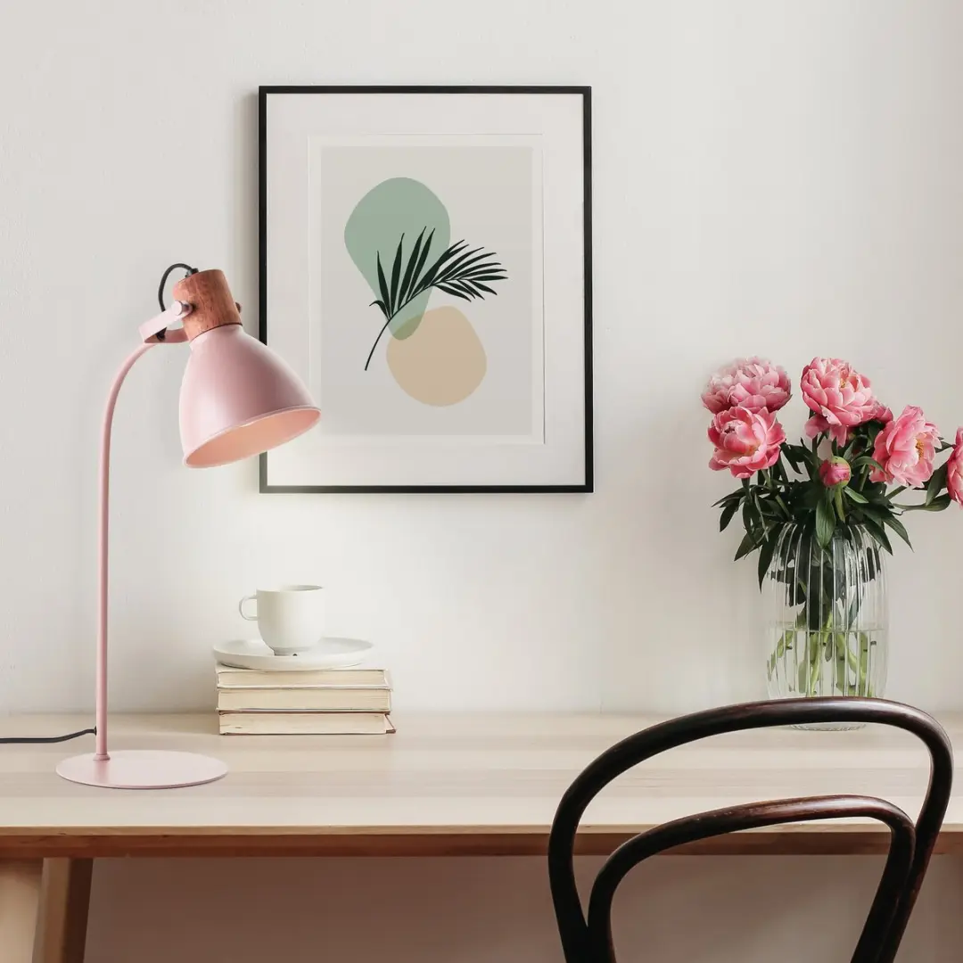 Brilliant Erena Tafellamp 52cm - Lichtroze Metaal/Hout