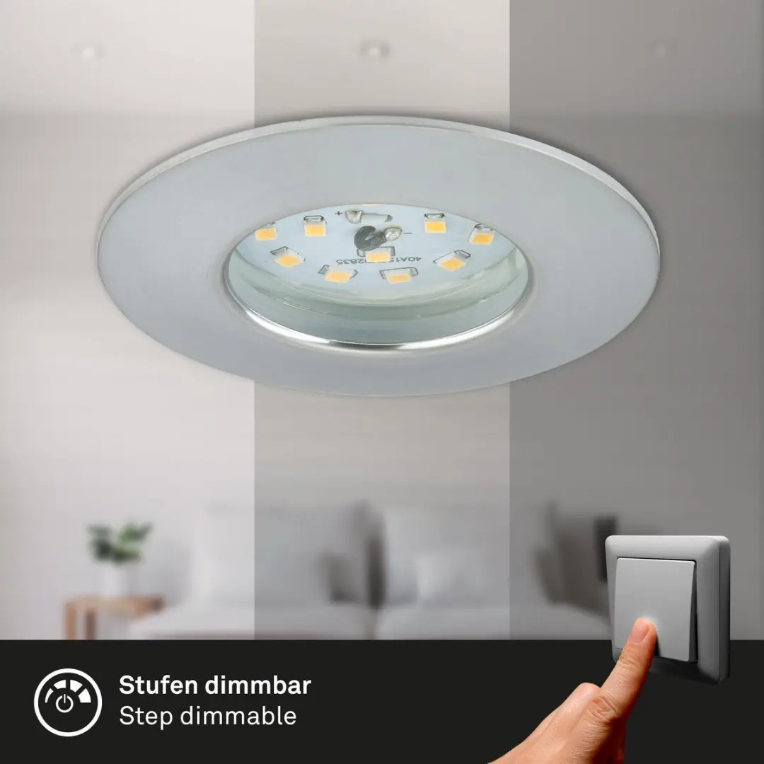 Briloner LED Inbouwlampen Set 3x 6,5W 3000K IP44 - Aluminium Ø7,5cm