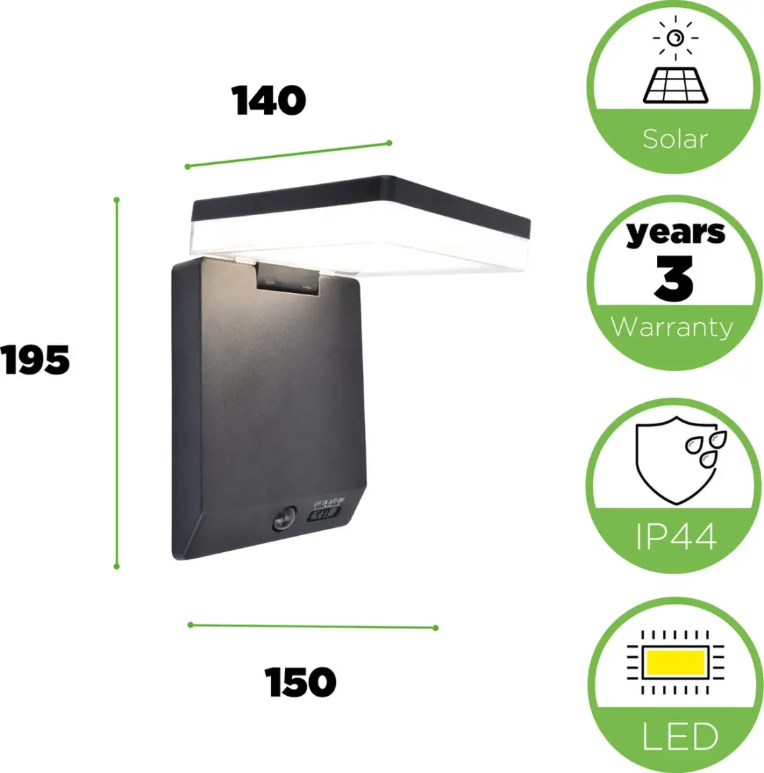 Lutec Moze LED Wandlamp Zwart - 1000 Lm 4000K IP44