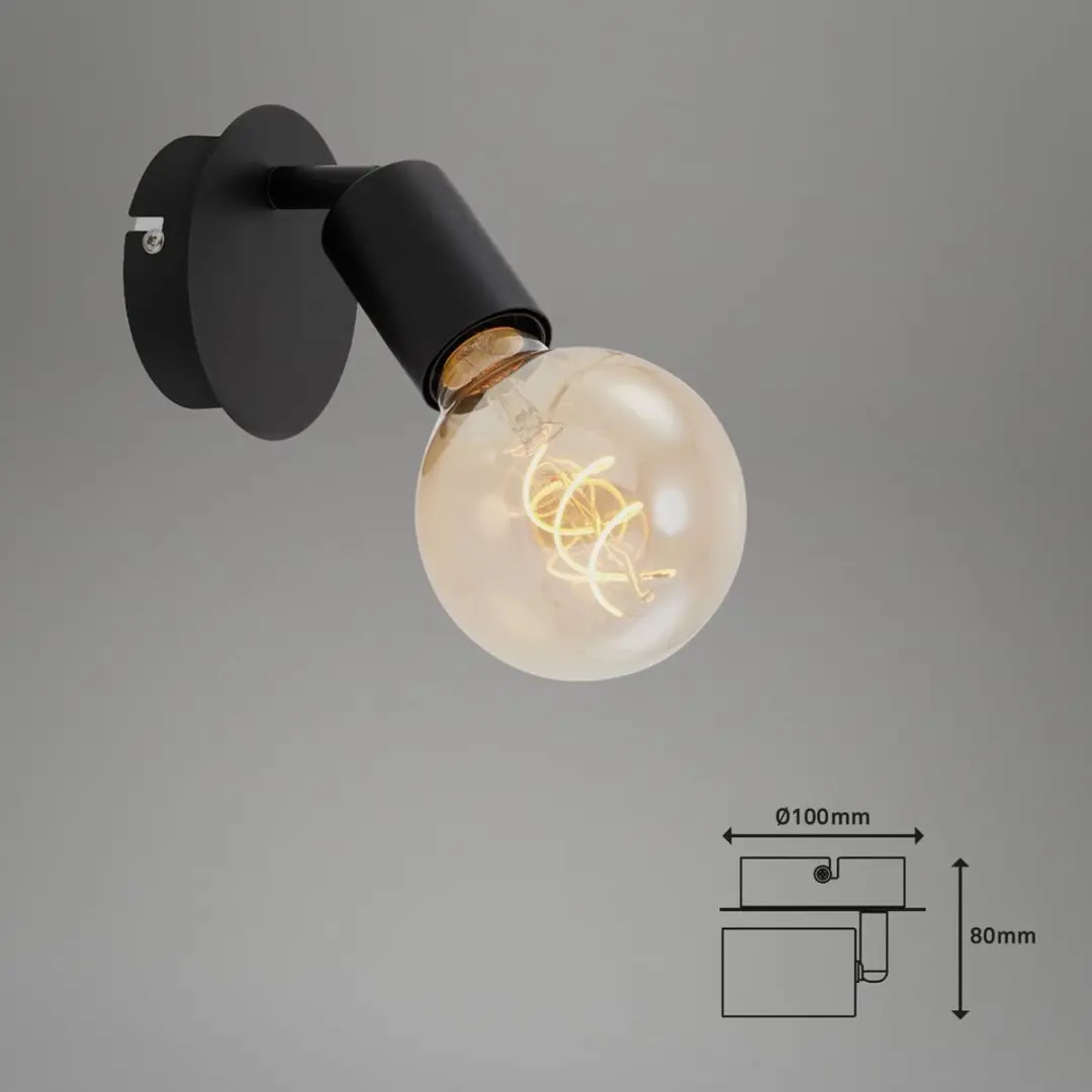 Briloner Pearl Wandlamp E27 - 60W - Zwart - Ø10cm