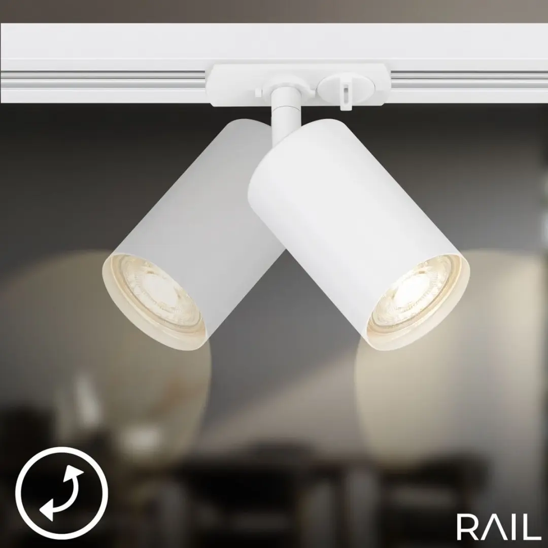 Briloner Railverlichting Set 225cm Wit - 6x GU10 Opbouwspots - afbeelding 6 van 6