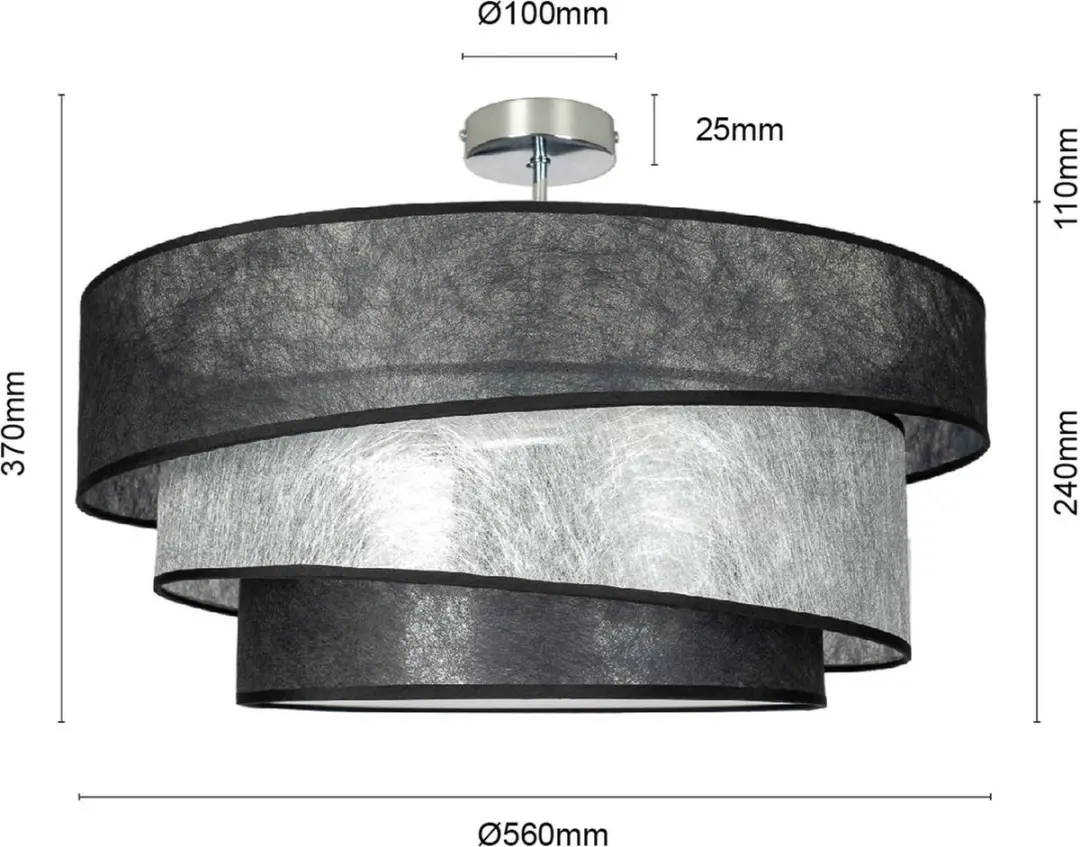 Lindby Plafondlamp 3-Lichts Ø56cm - Chroom/Zwart/Zilver - afbeelding 6 van 6