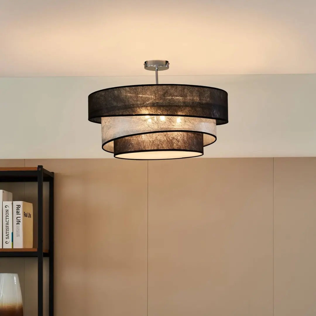 Lindby Plafondlamp 3-Lichts Ø56cm - Chroom/Zwart/Zilver