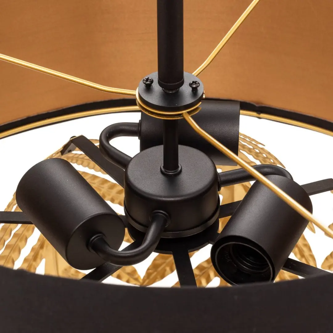 Lucande Hanglamp 6-Lichts Stof - E27 - Zwart/Goud
