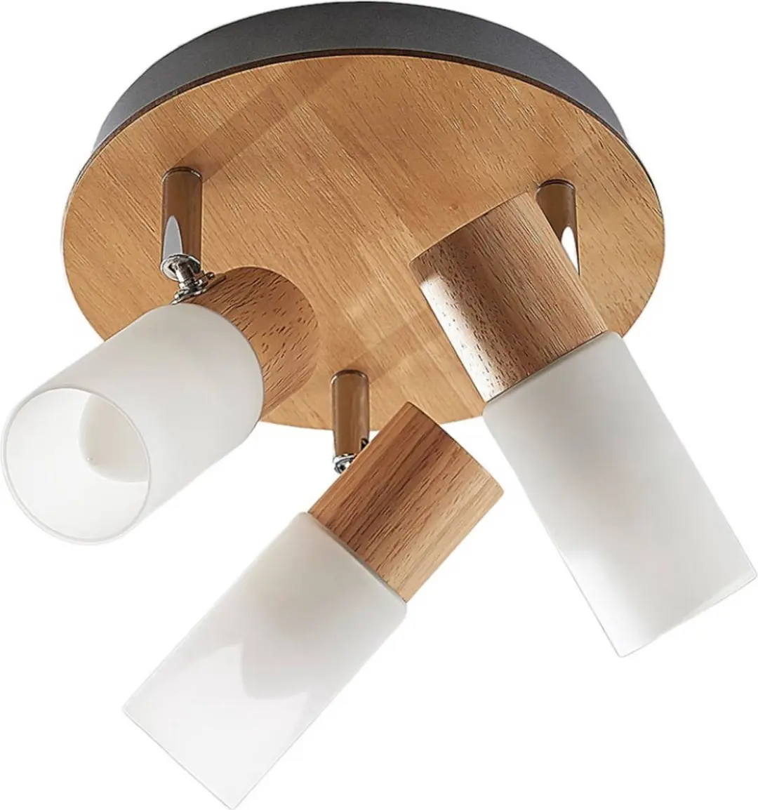 Lindby Buitenspot 3-licht Glas Hout Metaal E14 - 20cm - Warm Wit