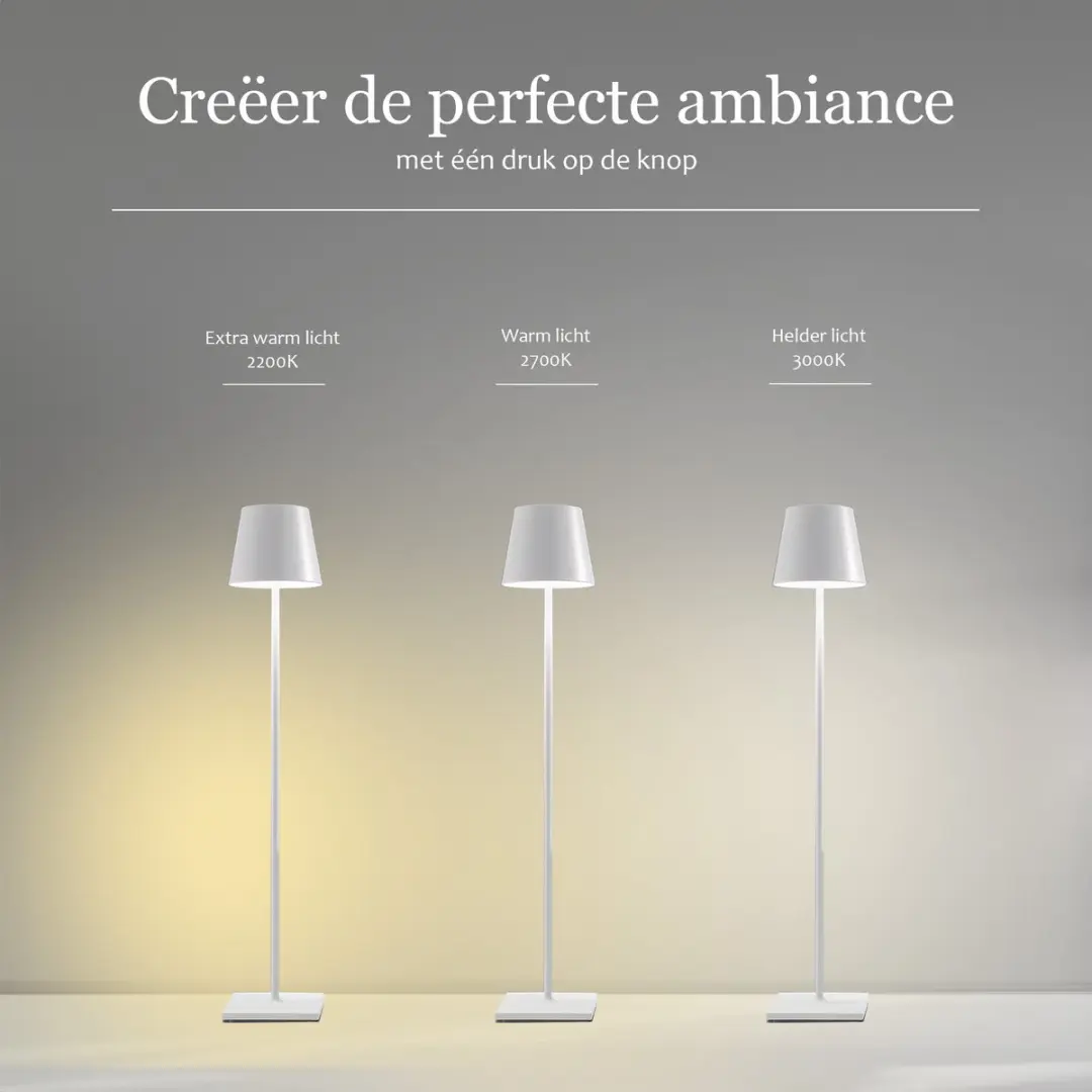 Zafferano Poldina Pro XXL Vloerlamp - Oplaadbaar Wit 3000K