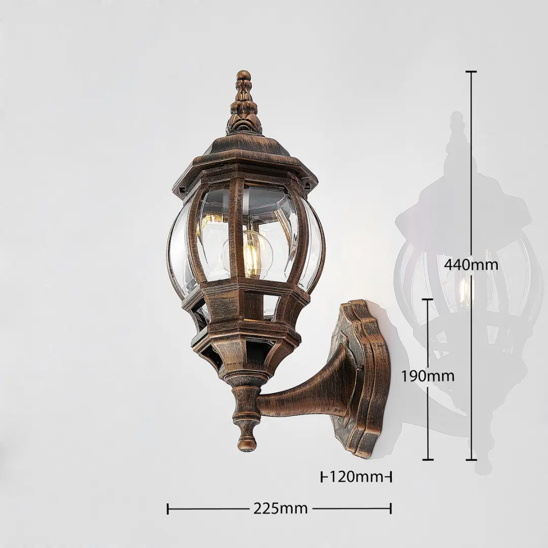 Lindby Wandlamp Buiten 1 Licht E27 - 46,6 cm - Geborsteld Goud