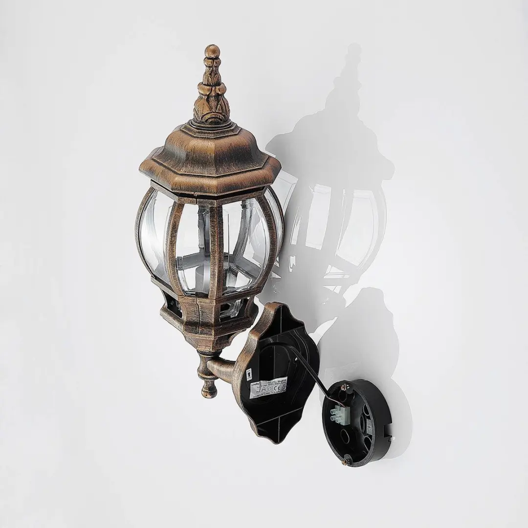 Lindby Wandlamp Buiten 1 Licht E27 - 46,6 cm - Geborsteld Goud