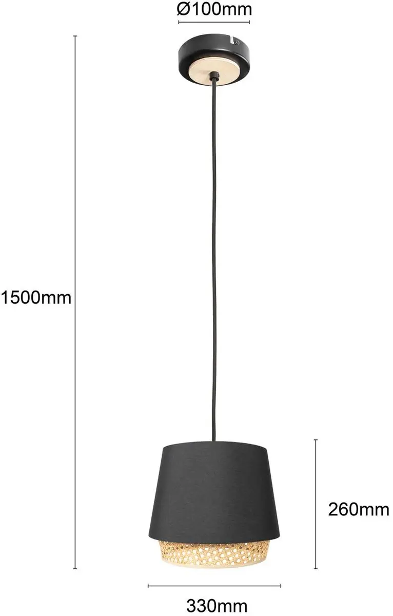 Lindby Hanglamp Metaal Hout 1 Lichtpunt E27
