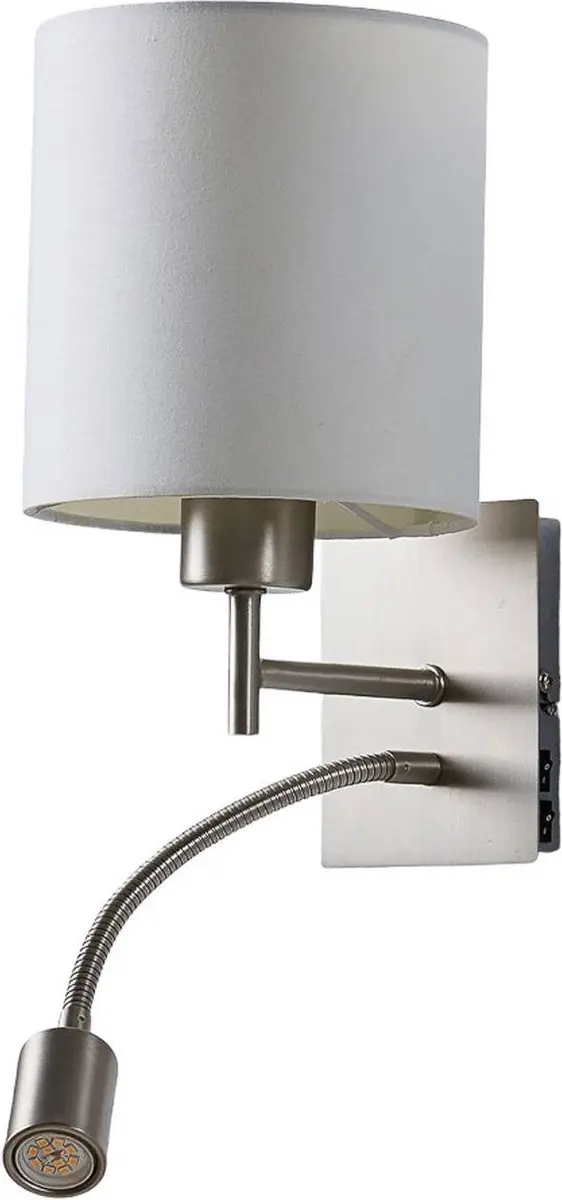 Lindby Wandlamp Camilo+ E27 - 1 Licht - 16cm - Wit/Mat Nikkel