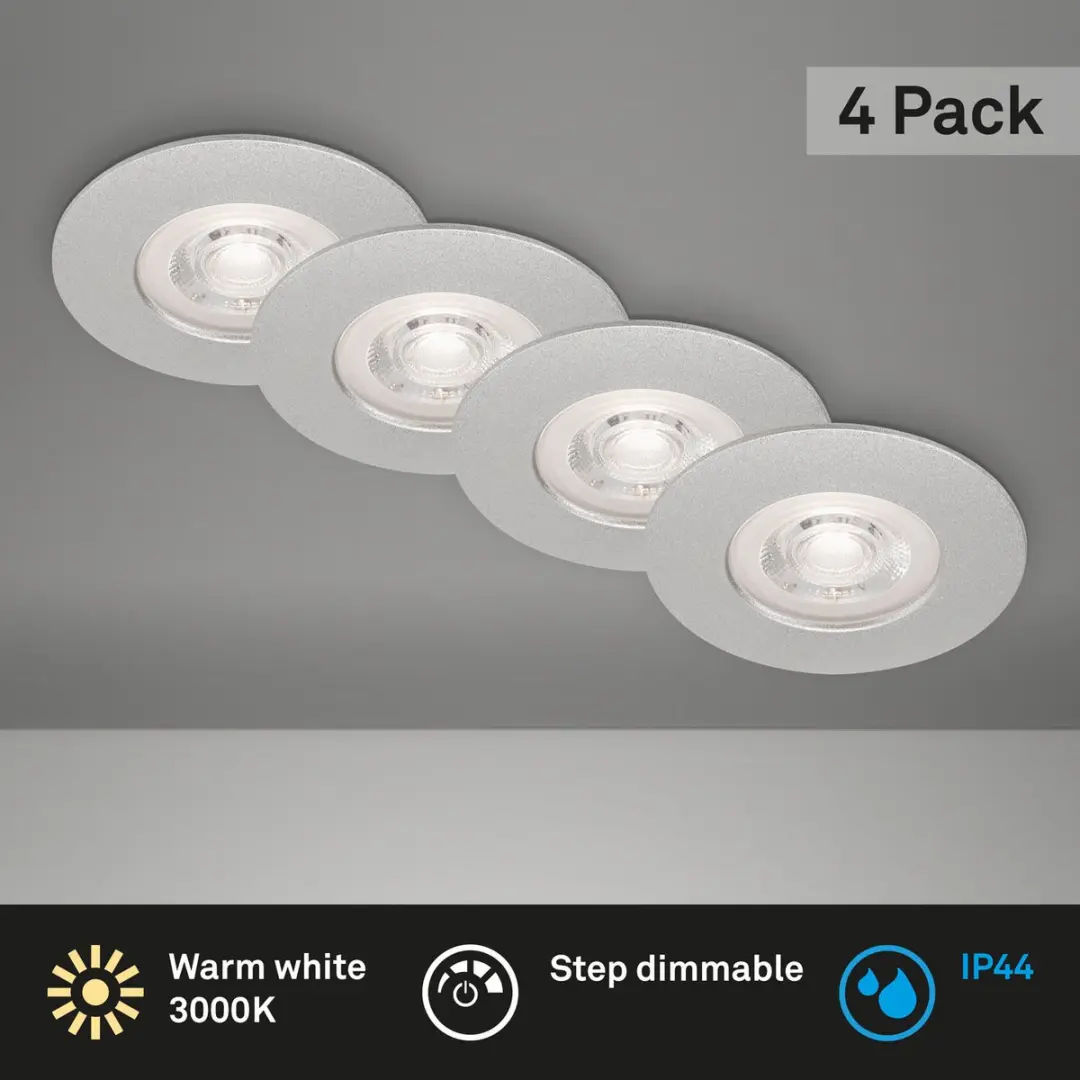 Briloner KULANA LED Inbouwspots 4x - Ø9cm - 4,8W - 480lm - Mat chroom