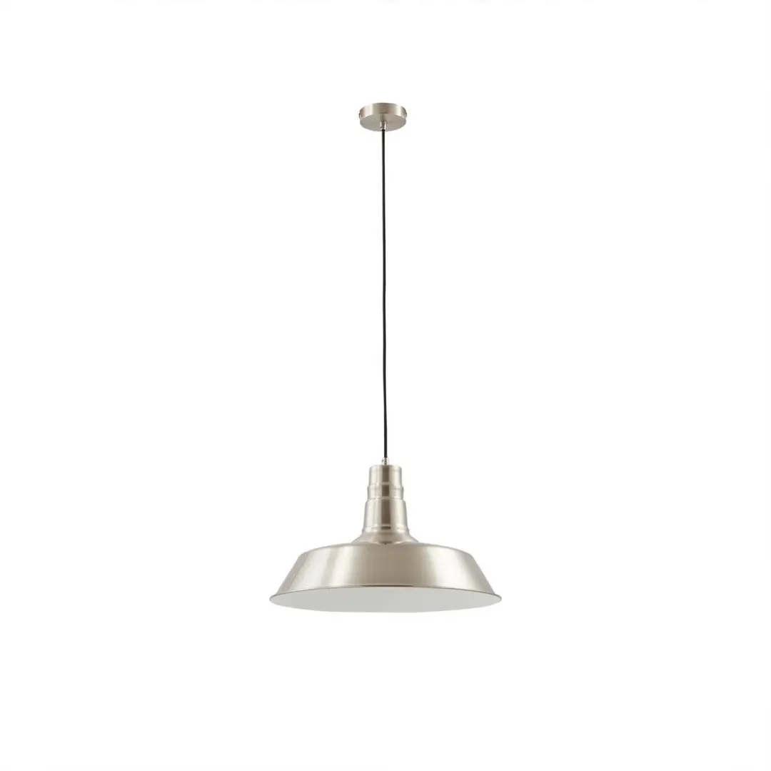 Lindby Hanglamp Metaal 1 Licht E27 - 46cm - Nikkel/Wit