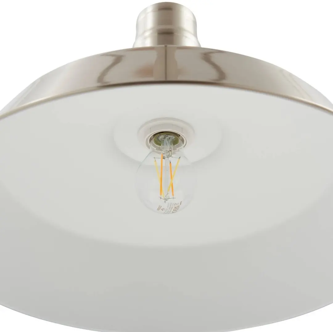 Lindby Hanglamp Metaal 1 Licht E27 - 46cm - Nikkel/Wit
