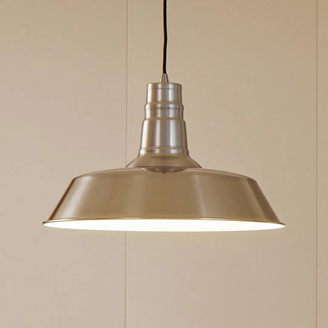 Lindby Hanglamp Metaal 1 Licht E27 - 46cm - Nikkel/Wit