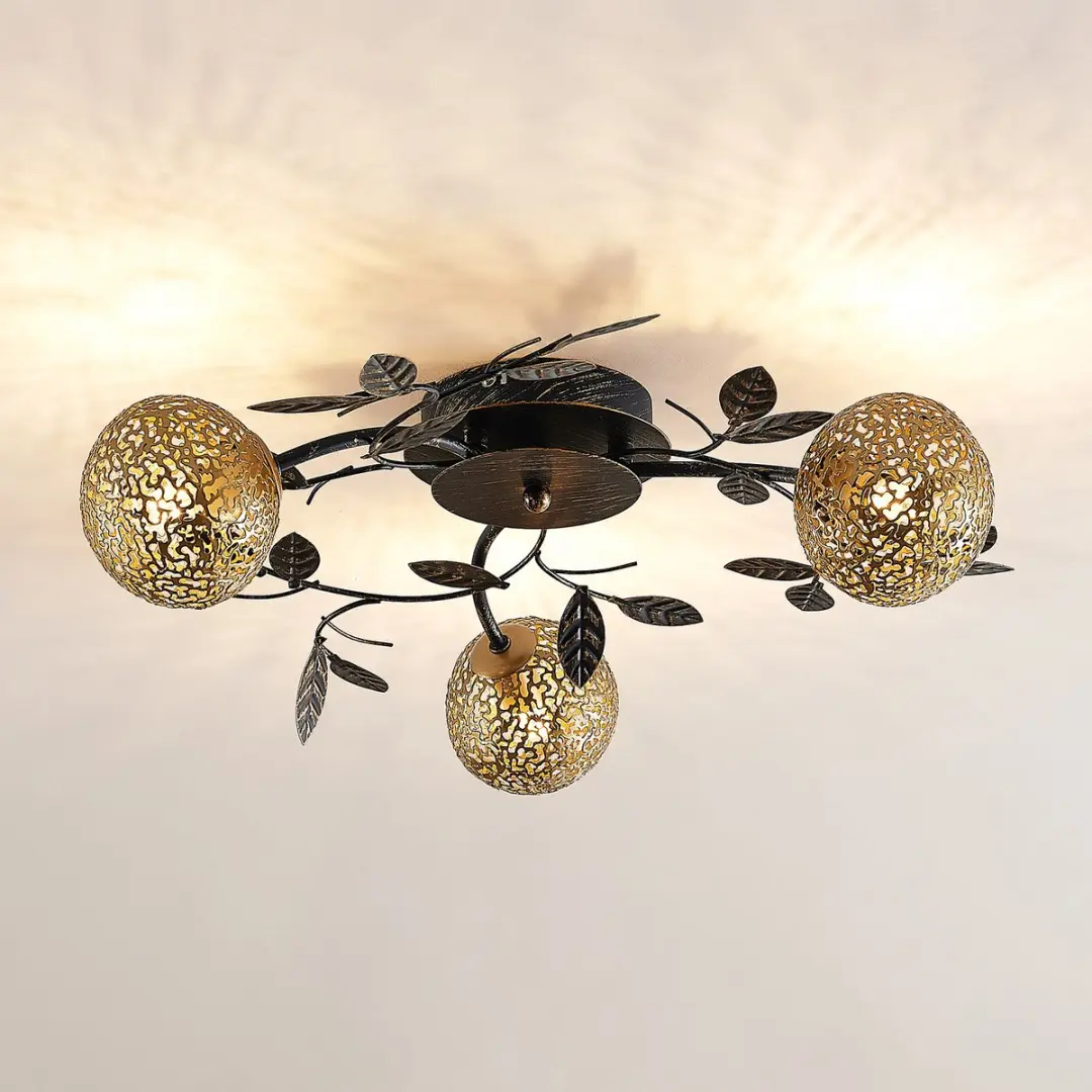 Lucande Plafondlamp 3-Lichts H53cm - Zwart/Goud