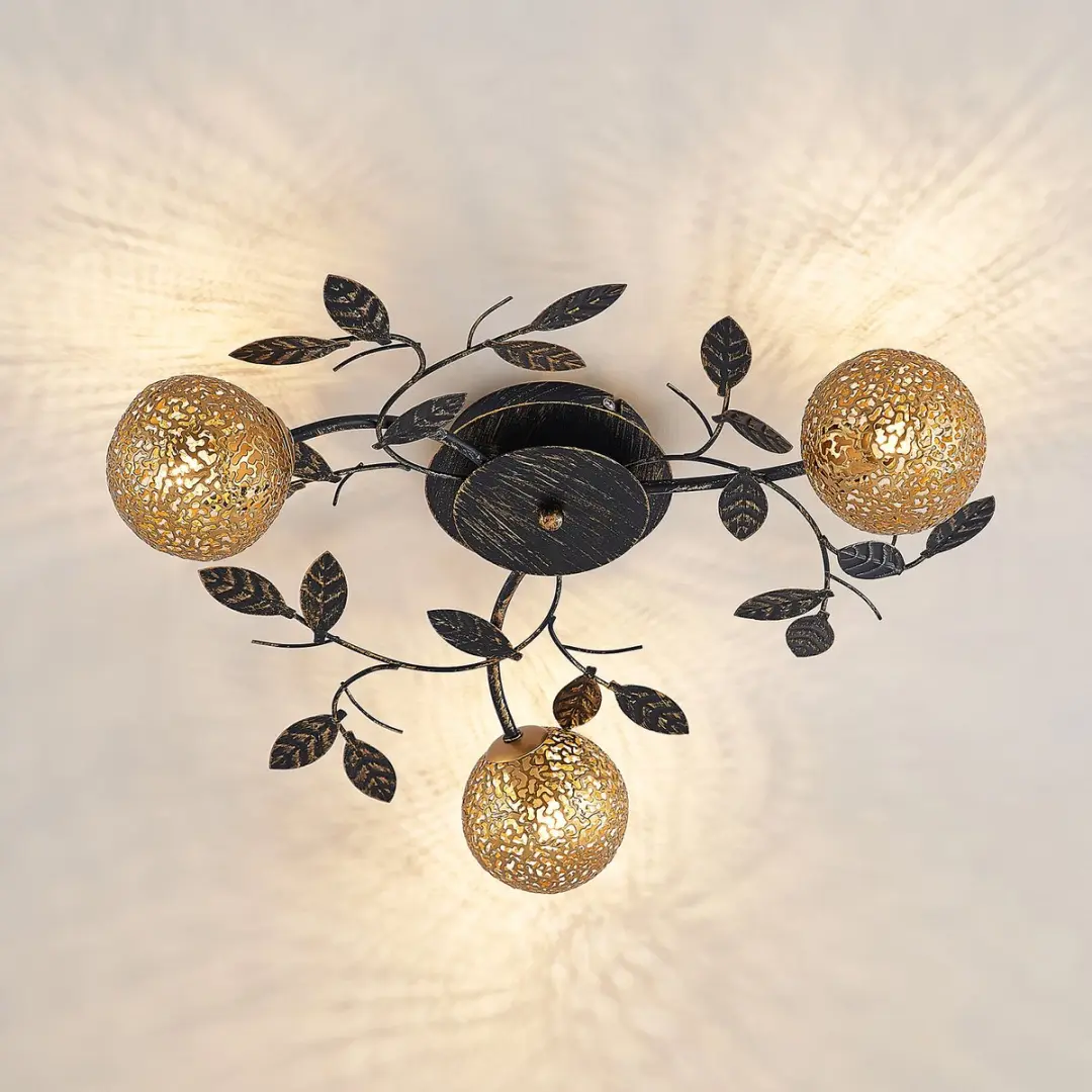 Lucande Plafondlamp 3-Lichts H53cm - Zwart/Goud