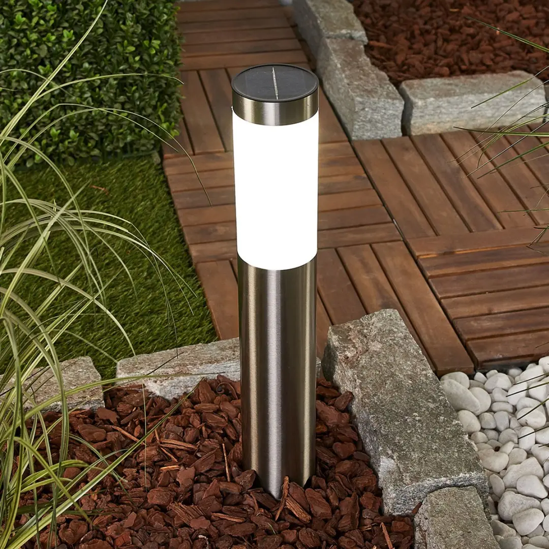 Lindby Solar Buitenverlichting 1 Licht - Roestvrij Staal/Wit