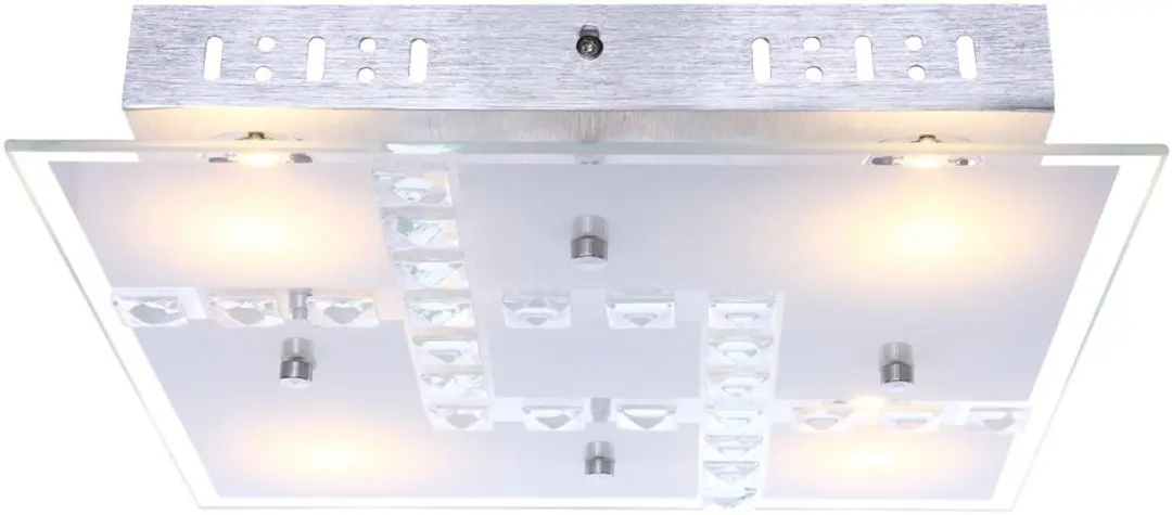 Globo Plafondlamp Kristal 4x LED 5W Warm Wit - 32x32cm Zilver