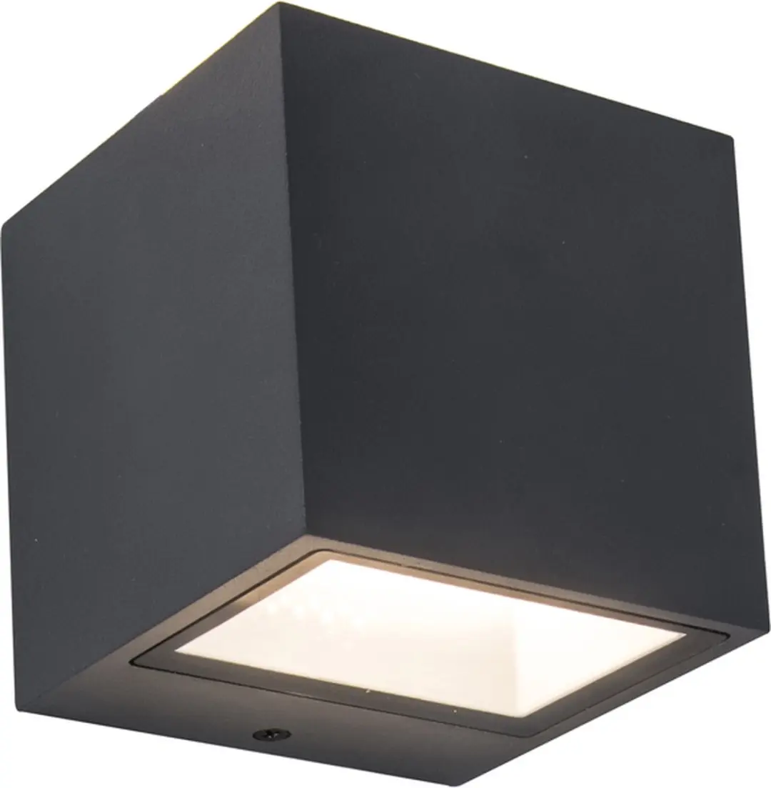 Lutec Gemini Square Small Wandlamp - 850 Lumen - 9W - Donkergrijs