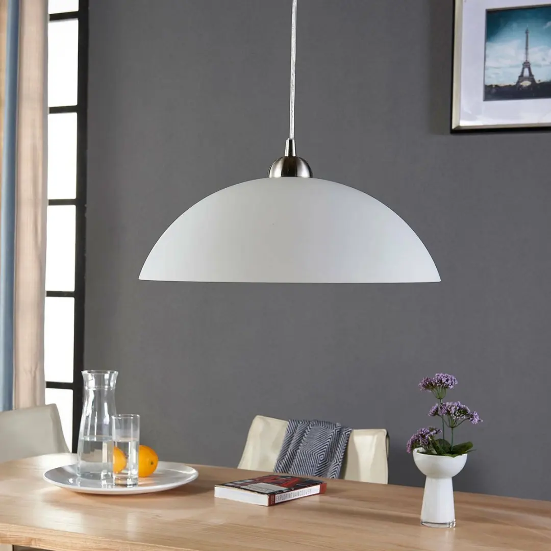 Lindby Valeria+ Hanglamp - 1 Lichtpunt - Glas/Metalen Kap - 40cm - E27 - Wit