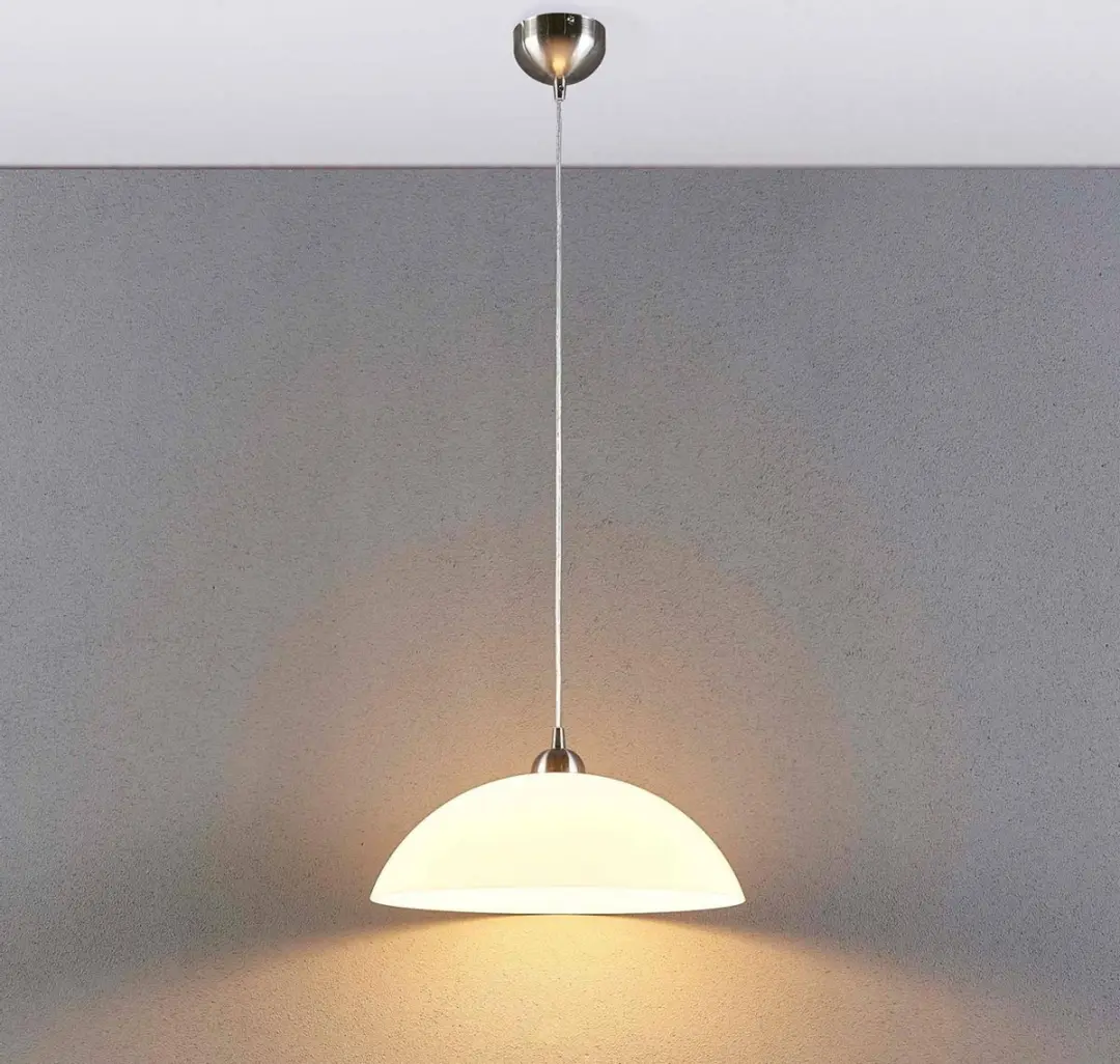 Lindby Valeria+ Hanglamp - 1 Lichtpunt - Glas/Metalen Kap - 40cm - E27 - Wit