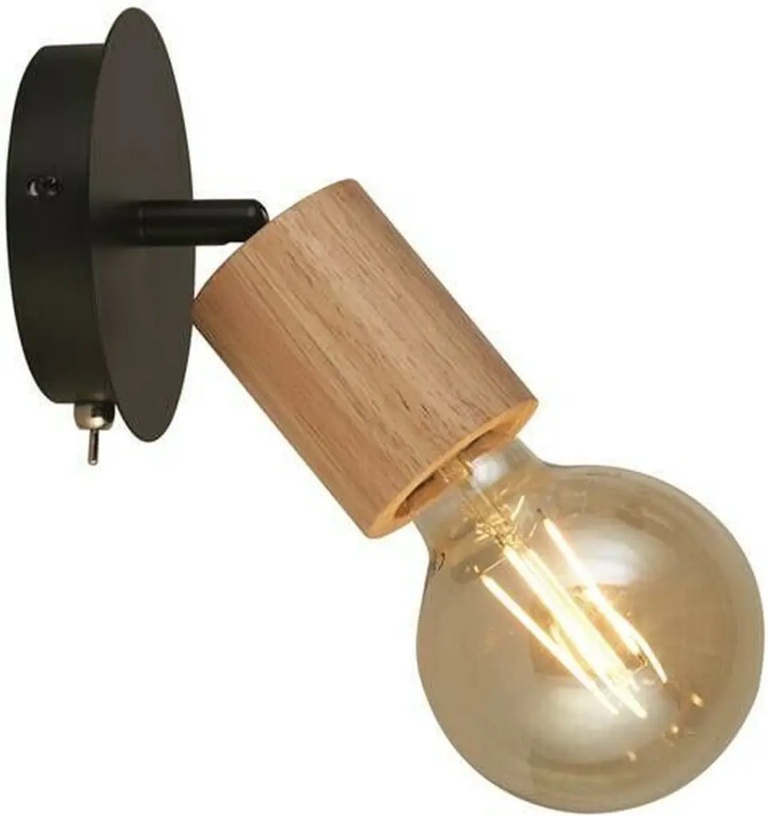 Searchlight Spinny Spot Wandlamp Hout - Zwart