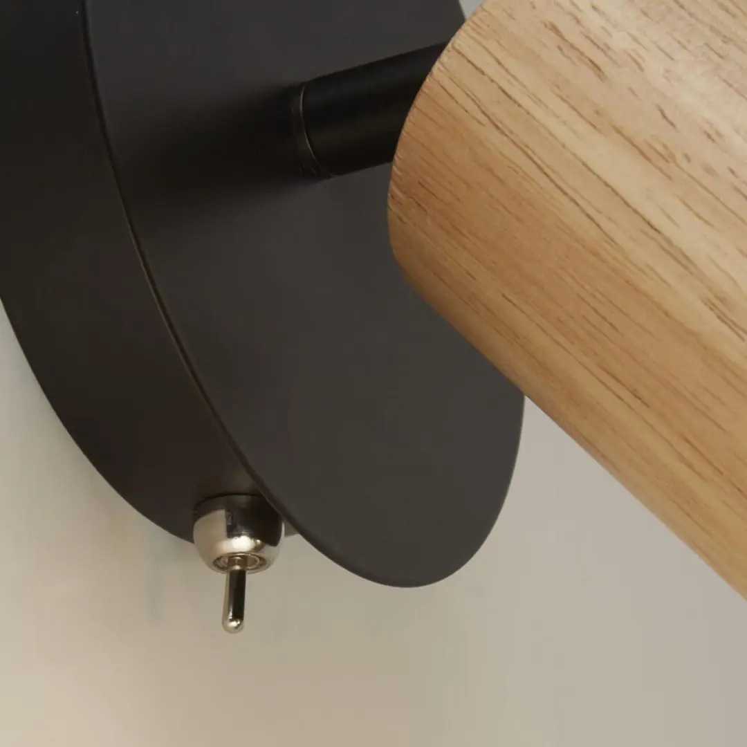 Searchlight Spinny Spot Wandlamp Hout - Zwart