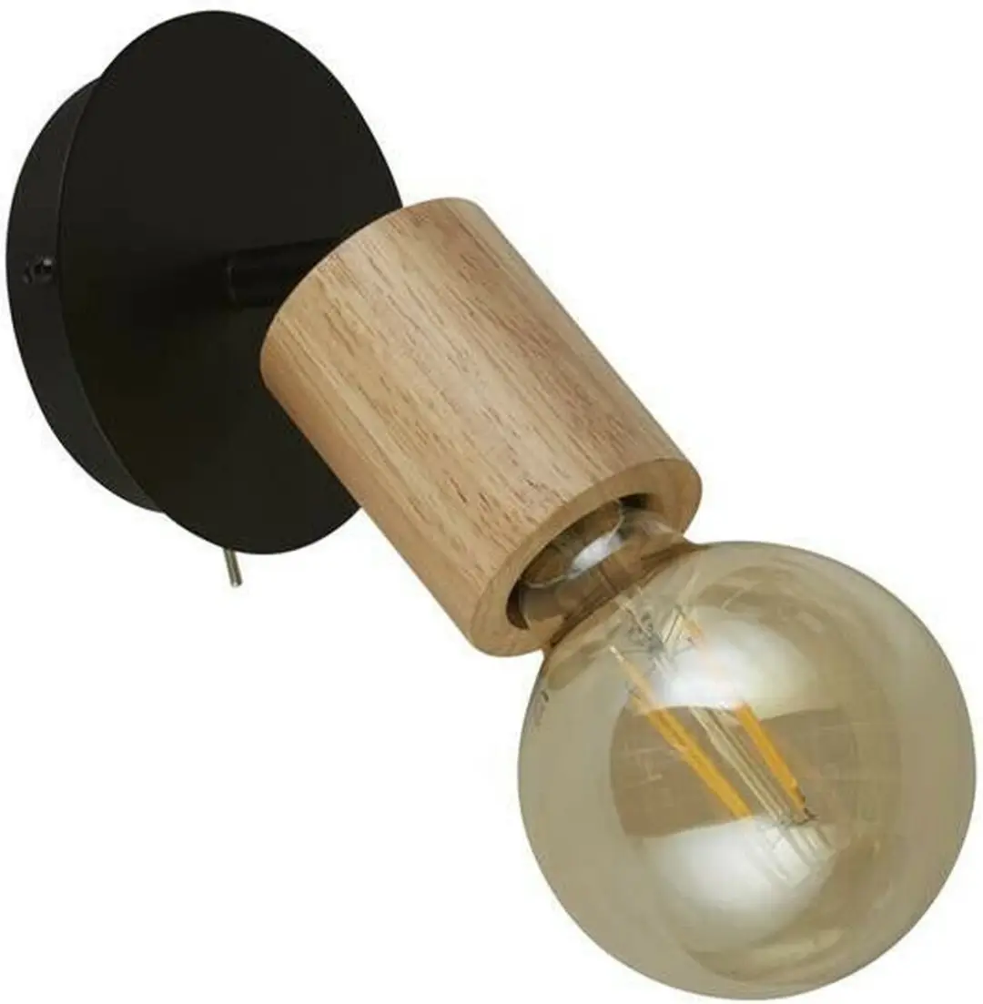 Searchlight Spinny Spot Wandlamp Hout - Zwart