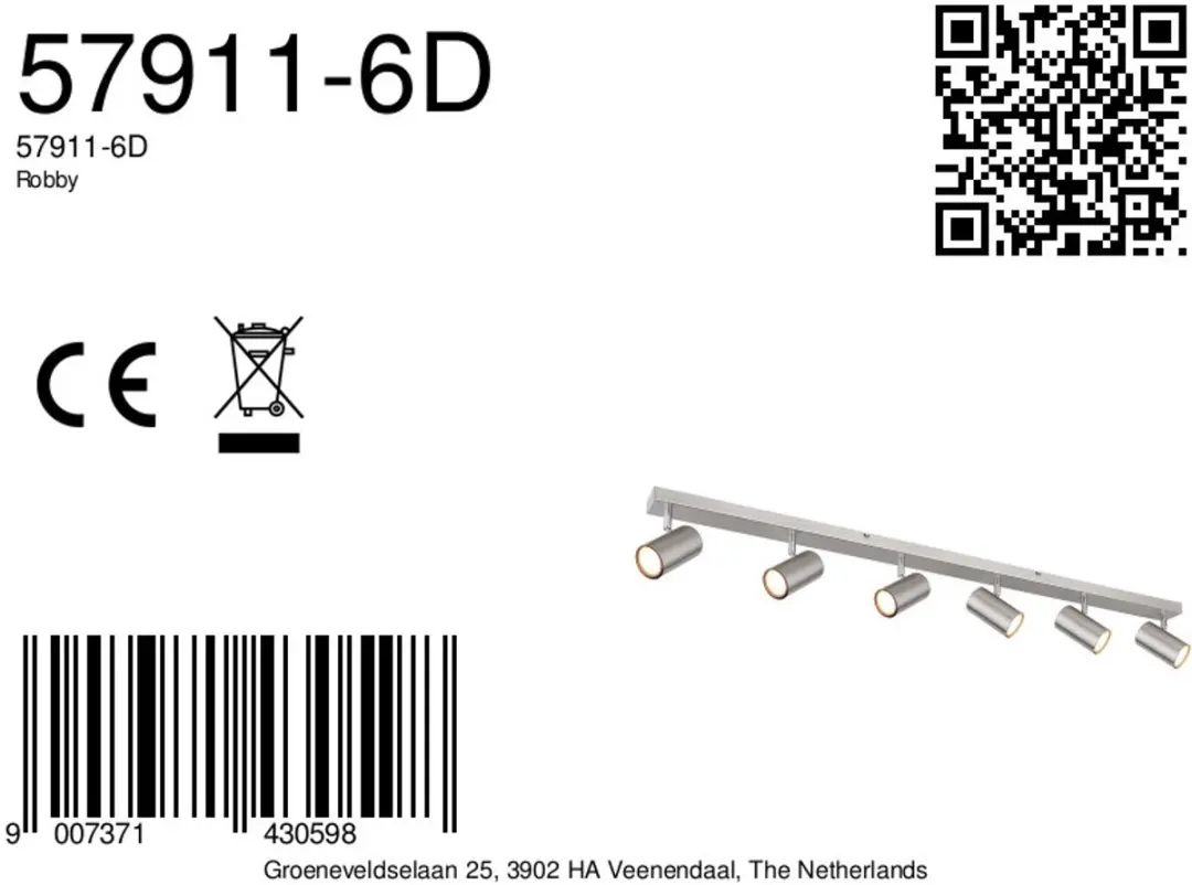 Globo Robby Opbouwspot GU10 - 6 Stuks - Nikkel