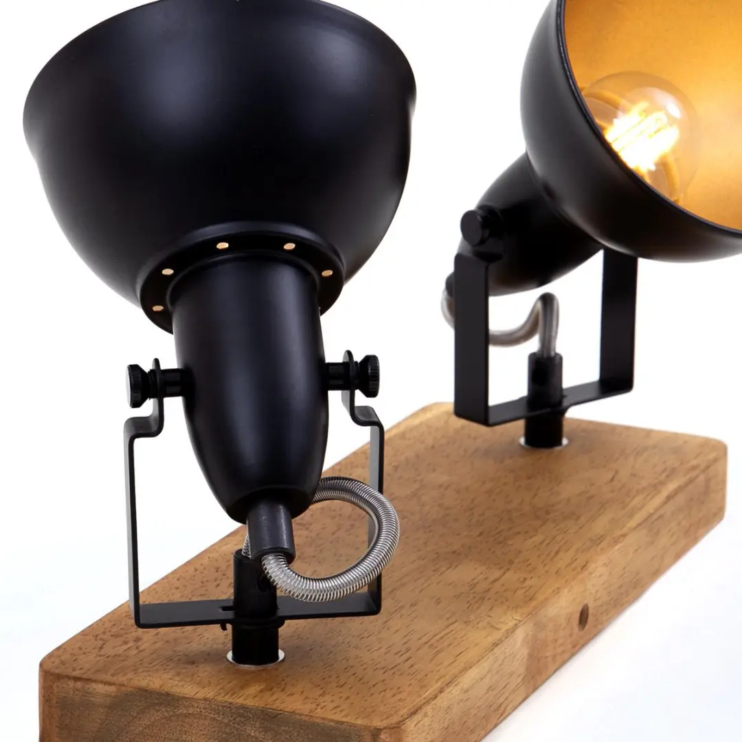 Briloner Wood & Style Plafondlamp E14 - 2 Lichtpunten - Zwart/Goud