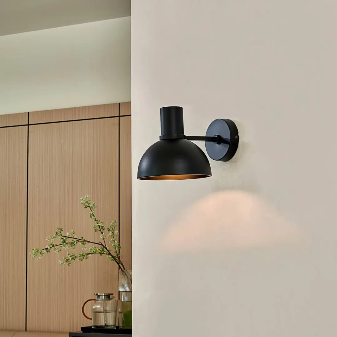 Lucande Wandlamp Design 1 Licht E27 - Mat Zwart