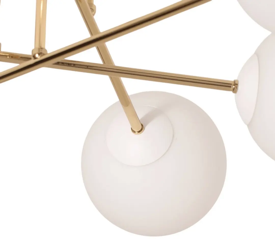 Euluna Plafondlamp 6-Lichts - Ø75cm - Staal/Glas - Wit/Goud/Wit Opaal - afbeelding 6 van 6