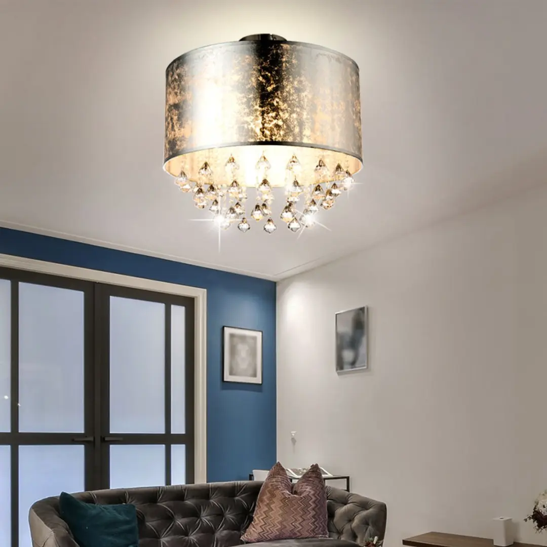 Globo Plafondlamp Kristal Zilver 40x38cm - E27