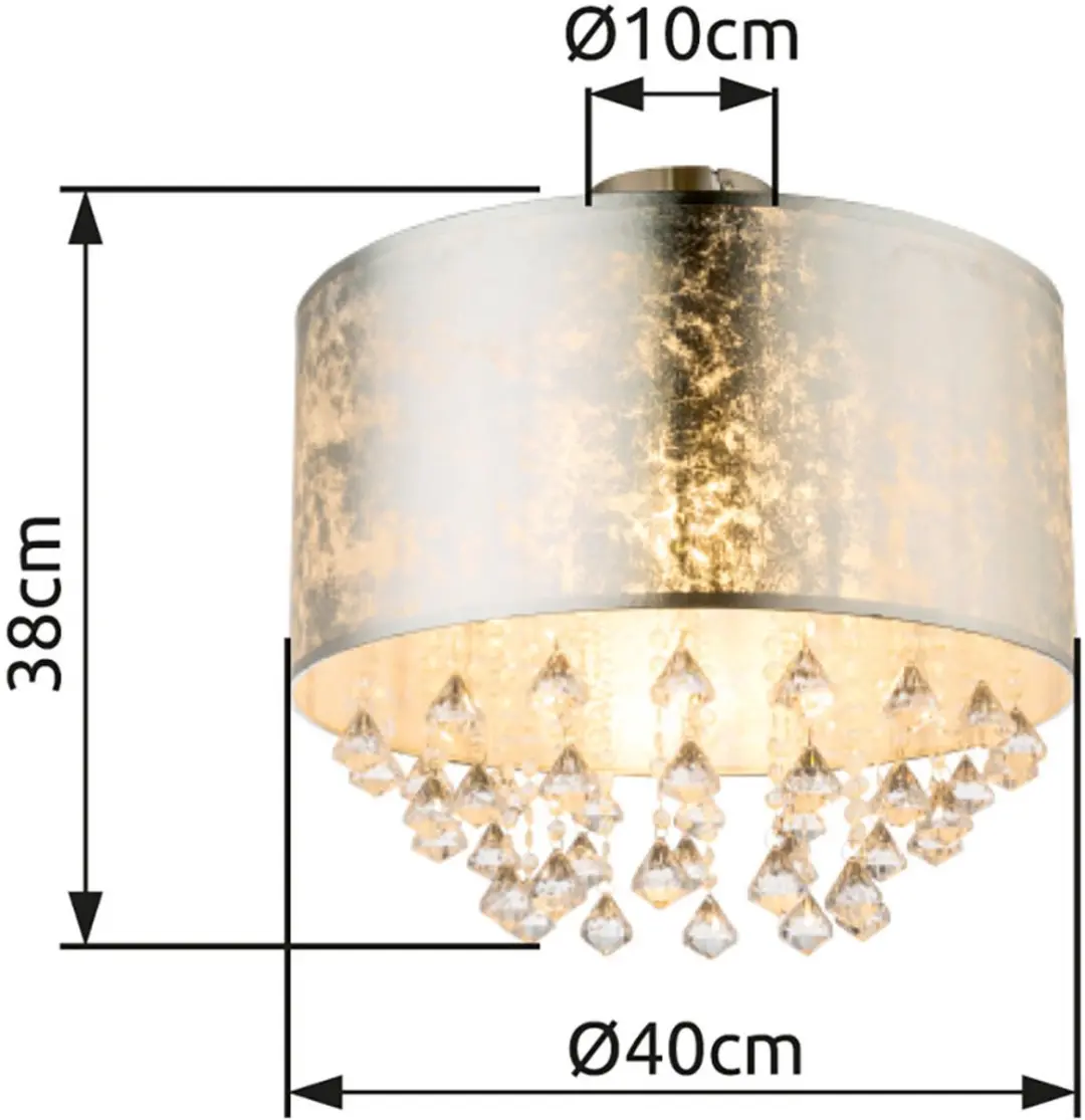 Globo Plafondlamp Kristal Zilver 40x38cm - E27
