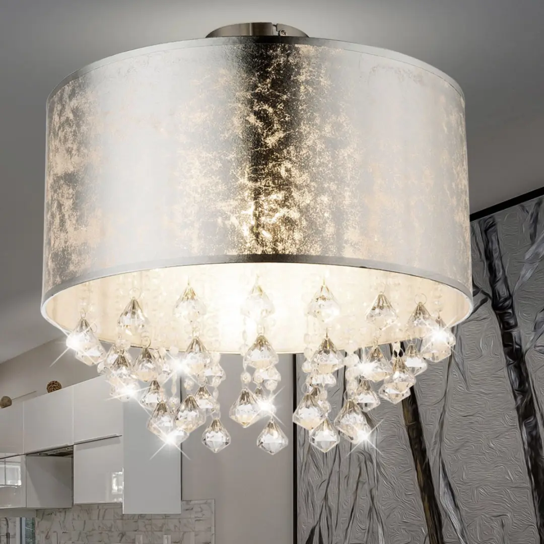 Globo Plafondlamp Kristal Zilver 40x38cm - E27