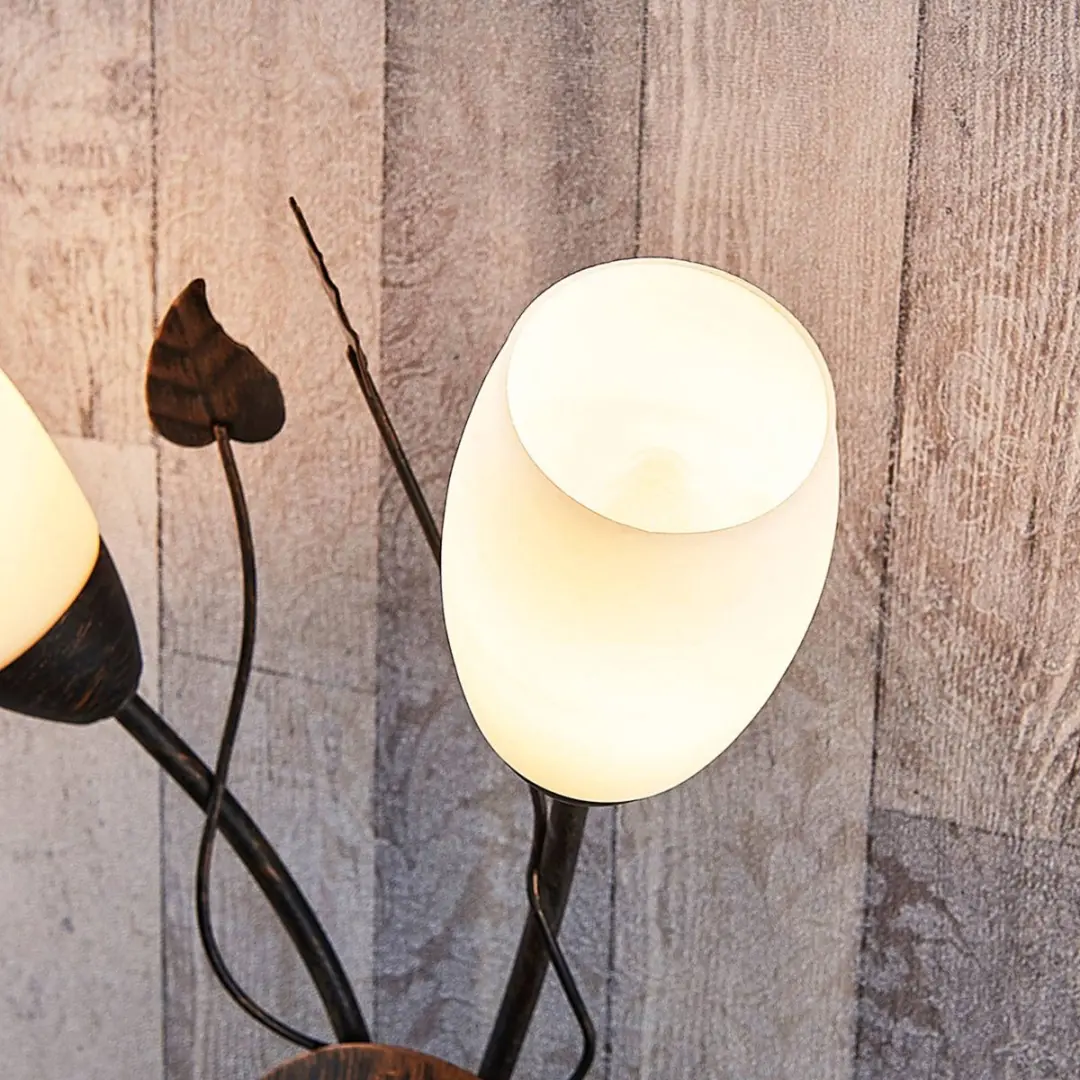 Lindby Wandlamp Metaal Glas 2 Lichtpunten - 42,5 cm - E14 - Wit/Zwartgoud