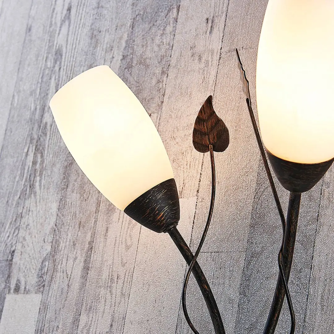 Lindby Wandlamp Metaal Glas 2 Lichtpunten - 42,5 cm - E14 - Wit/Zwartgoud